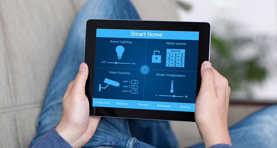 The ability to access and control security components from a mobile device is one of the top smart home trends in Cincinnati. Close-up of smart home security app.